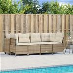 vidaXL 5-delige Loungeset met kussens poly rattan beige