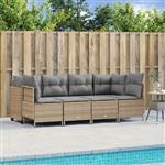 vidaXL 5-delige Loungeset met kussens poly rattan beige