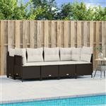 vidaXL 5-delige Loungeset met kussens poly rattan bruin