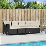 vidaXL 5-delige Loungeset met kussens poly rattan zwart