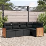 vidaXL 5-delige Loungeset met kussens poly rattan zwart