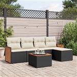 vidaXL 6-delige Loungeset met kussens poly rattan zwart