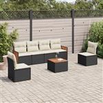 vidaXL 7-delige Loungeset met kussens poly rattan zwart