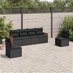 vidaXL 6-delige Loungeset met kussens poly rattan zwart