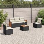 vidaXL 6-delige Loungeset met kussens poly rattan zwart