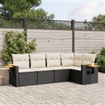 vidaXL 5-delige Loungeset met kussens poly rattan zwart