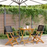 vidaXL 3-delige Bistroset poly rattan en massief hout zwart