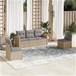 vidaXL 5-delige Loungeset met kussens poly rattan beige