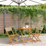 vidaXL 3-delige Bistroset poly rattan en massief hout beige