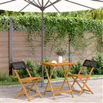 vidaXL 3-delige Bistroset poly rattan en massief hout zwart