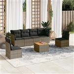 vidaXL 7-delige Loungeset met kussens poly rattan grijs