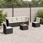 vidaXL 7-delige Loungeset met kussens poly rattan zwart