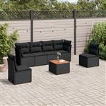 vidaXL 7-delige Loungeset met kussens poly rattan zwart