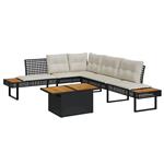 vidaXL 2-delige Loungeset met kussens poly rattan en acaciahout zwart