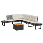 vidaXL 2-delige Loungeset met kussens poly rattan en acaciahout zwart