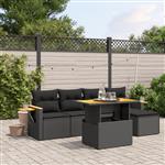 vidaXL 6-delige Loungeset met kussens poly rattan zwart