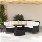 vidaXL 2-delige Loungeset met kussens poly rattan zwart