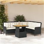 vidaXL 2-delige Loungeset met kussens poly rattan zwart