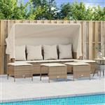 vidaXL 5-delige Loungeset met kussens poly rattan beige