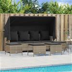 vidaXL 5-delige Loungeset met kussens poly rattan grijs