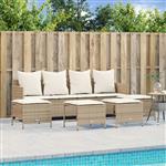 vidaXL 5-delige Loungeset met kussens poly rattan beige