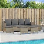 vidaXL 5-delige Loungeset met kussens poly rattan beige