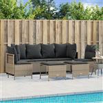 vidaXL 5-delige Loungeset met kussens poly rattan lichtgrijs