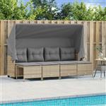 vidaXL 5-delige Loungeset met kussens poly rattan beige