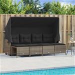 vidaXL 5-delige Loungeset met kussens poly rattan grijs