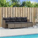 vidaXL 5-delige Loungeset met kussens poly rattan grijs