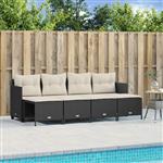 vidaXL 5-delige Loungeset met kussens poly rattan zwart