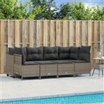 vidaXL 5-delige Loungeset met kussens poly rattan grijs