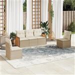 vidaXL 5-delige Loungeset met kussens poly rattan beige