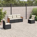 vidaXL 5-delige Loungeset met kussens poly rattan zwart