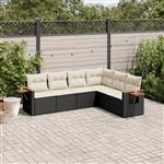 vidaXL 6-delige Loungeset met kussens poly rattan zwart