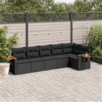 vidaXL 6-delige Loungeset met kussens poly rattan zwart