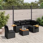 vidaXL 6-delige Loungeset met kussens poly rattan zwart