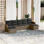 vidaXL 7-delige Loungeset met kussens poly rattan grijs