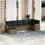 vidaXL 7-delige Loungeset met kussens poly rattan grijs