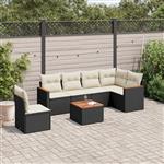 vidaXL 7-delige Loungeset met kussens poly rattan zwart