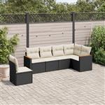 vidaXL 6-delige Loungeset met kussens poly rattan zwart