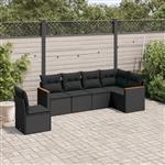 vidaXL 6-delige Loungeset met kussens poly rattan zwart