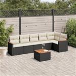 vidaXL 7-delige Loungeset met kussens poly rattan zwart