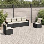 vidaXL 6-delige Loungeset met kussens poly rattan zwart