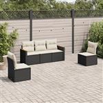 vidaXL 5-delige Loungeset met kussens poly rattan zwart