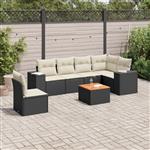 vidaXL 7-delige Loungeset met kussens poly rattan zwart