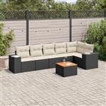 vidaXL 7-delige Loungeset met kussens poly rattan zwart