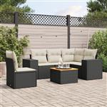 vidaXL 6-delige Loungeset met kussens poly rattan zwart