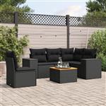 vidaXL 6-delige Loungeset met kussens poly rattan zwart