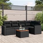 vidaXL 6-delige Loungeset met kussens poly rattan zwart